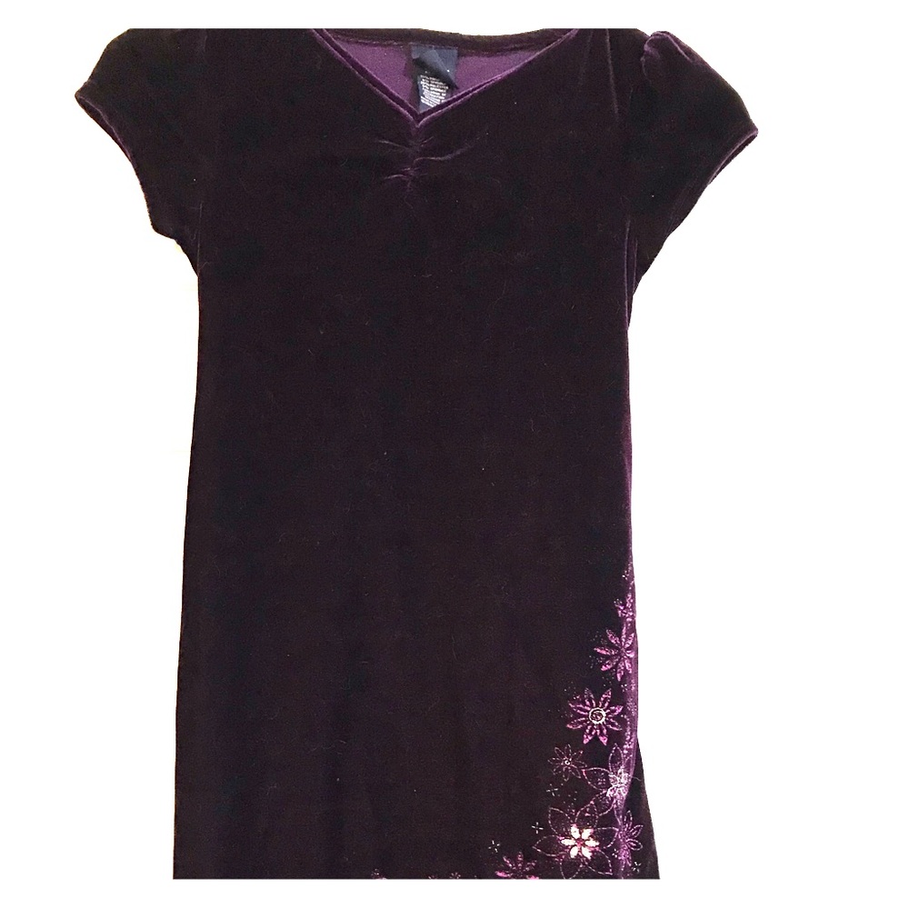 Deep Plum Purple Girls Juniors Velvet Velour Dress